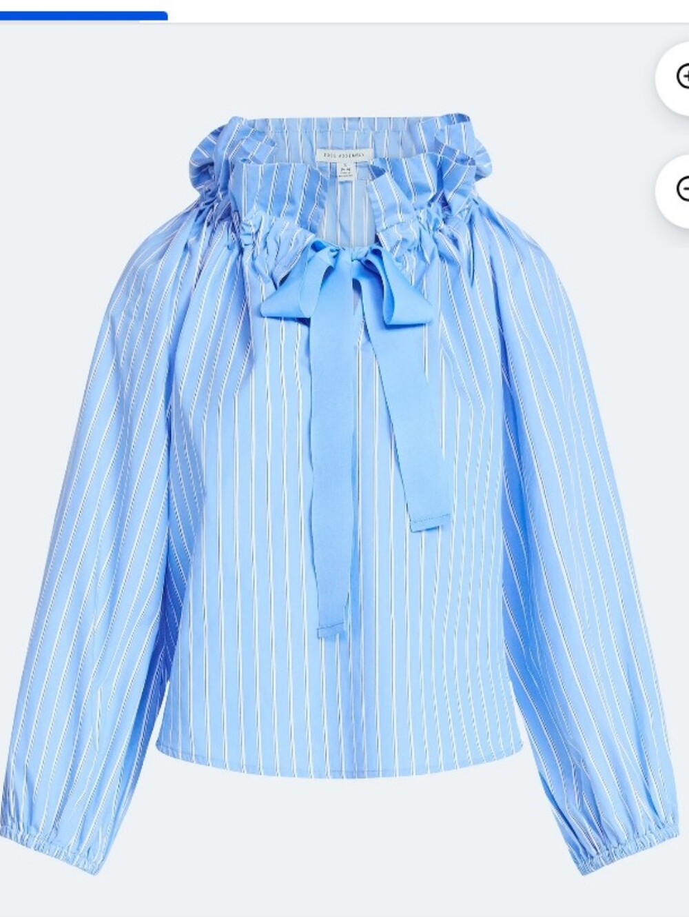 Free Assembly Blue Striped Ruffle Neck Blouse